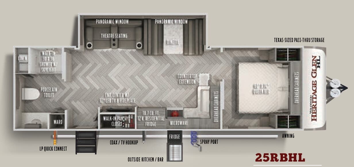 View 2021 Forest River Wildwood Heritage Glen Hyper-Lyte 25RBHL complete specs and manufacturer brochures