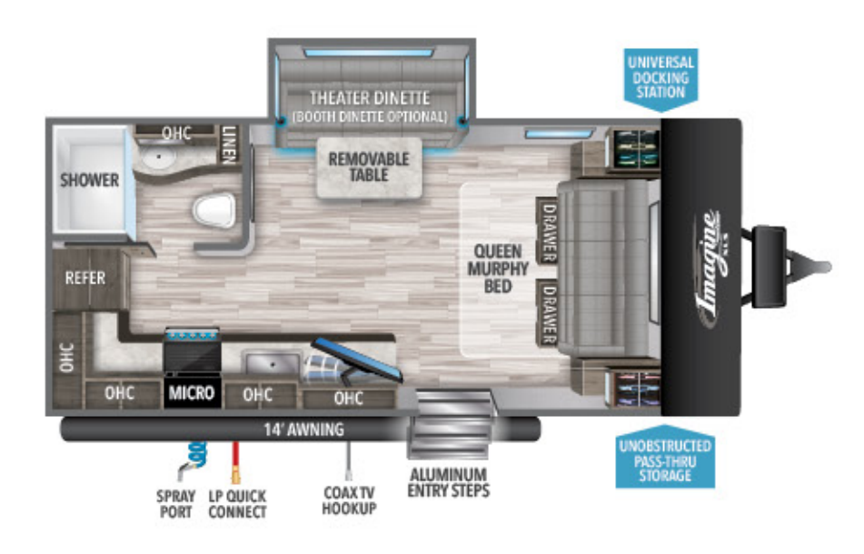 View 2021 Grand Design Imagine XLS 17MKE complete specs and manufacturer brochures
