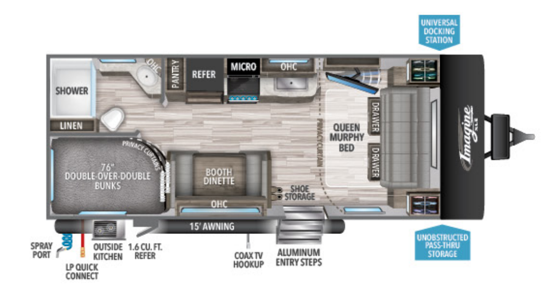 View 2021 Grand Design Imagine XLS 21BHE complete specs and manufacturer brochures