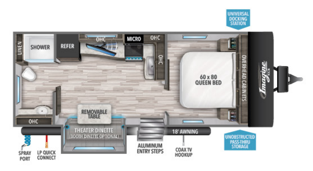 View 2021 Grand Design Imagine XLS 22RBE complete specs and manufacturer brochures