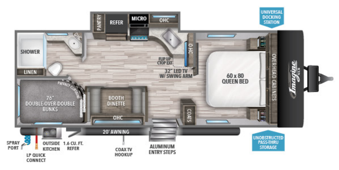 View 2021 Grand Design Imagine XLS 23BHE complete specs and manufacturer brochures
