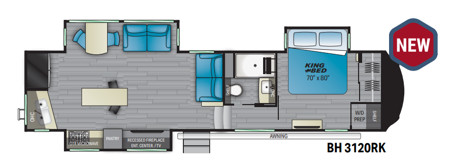 View 2021 Heartland Bighorn 3120RK complete specs and manufacturer brochures