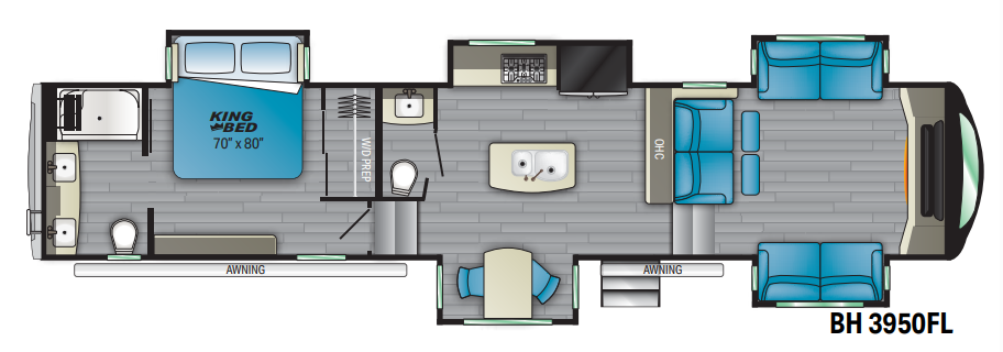 View 2021 Heartland Bighorn 3950FL complete specs and manufacturer brochures