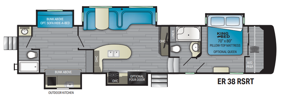 View 2021 Heartland ElkRidge 38RSRT complete specs and manufacturer brochures