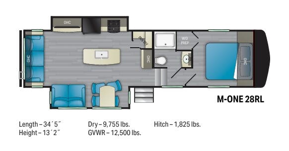 View 2021 Heartland Milestone M-One 28RL complete specs and manufacturer brochures