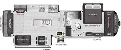 View 2021 Keystone Alpine Avalanche Edition 322RL complete specs and manufacturer brochures