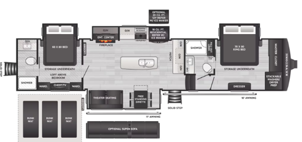 View 2021 Keystone Alpine Avalanche Edition 390DS complete specs and manufacturer brochures