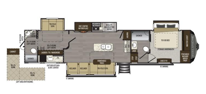 View 2021 Keystone Alpine Avalanche Edition 395BH complete specs and manufacturer brochures