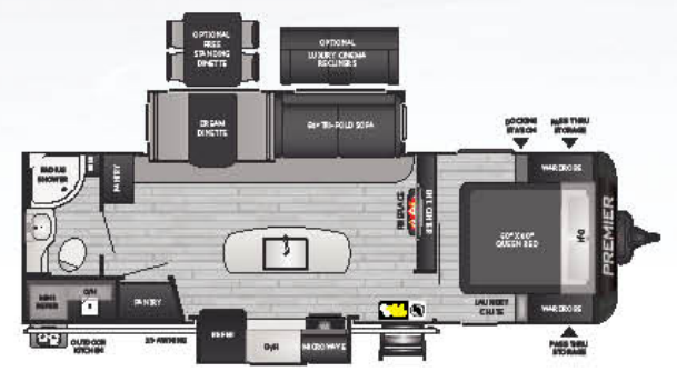 View 2021 Keystone Bullet Premier 26RBPR complete specs and manufacturer brochures