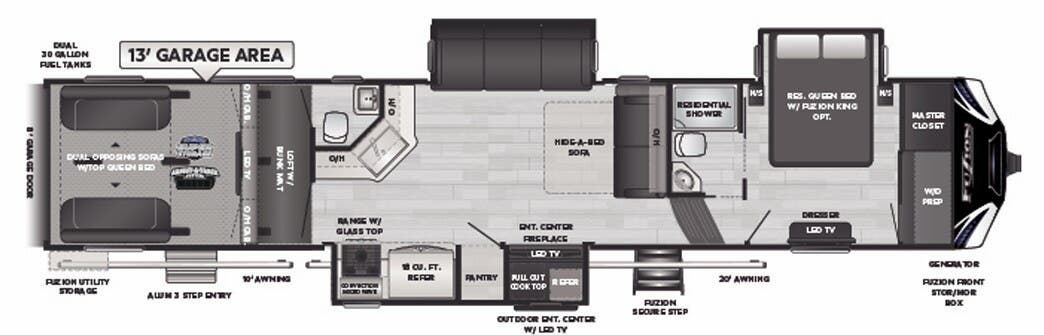 View 2021 Keystone Fuzion 428 complete specs and manufacturer brochures