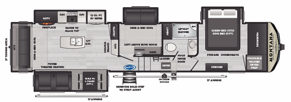 View 2021 Keystone Montana High Country 384BR complete specs and manufacturer brochures