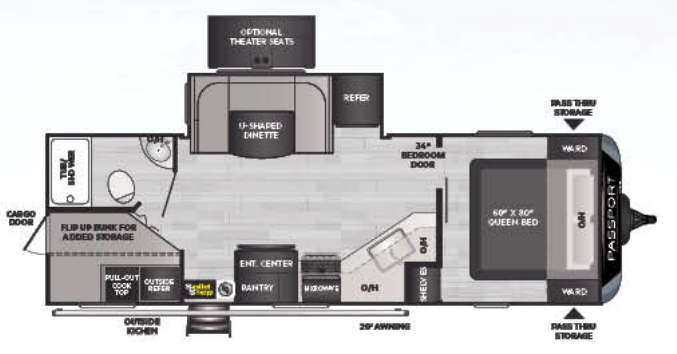 View 2021 Keystone Passport Grand Touring (GT) 2600BHWE complete specs and manufacturer brochures