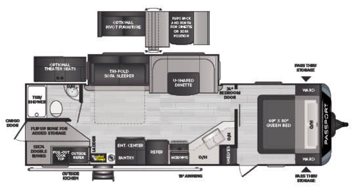 View 2021 Keystone Passport Grand Touring (GT) 2820BHWE complete specs and manufacturer brochures