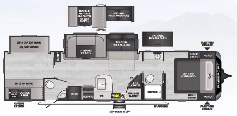 View 2021 Keystone Passport Grand Touring (GT) 3352BH complete specs and manufacturer brochures