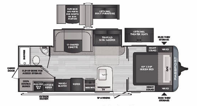 View 2021 Keystone Passport SL Series 268BH complete specs and manufacturer brochures