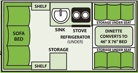 View 2022 Aliner Ranger 12 Rear Sofa complete specs and manufacturer brochures