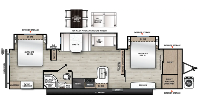 View 2022 Coachmen Catalina Legacy Edition 343BHTS2Q complete specs and manufacturer brochures