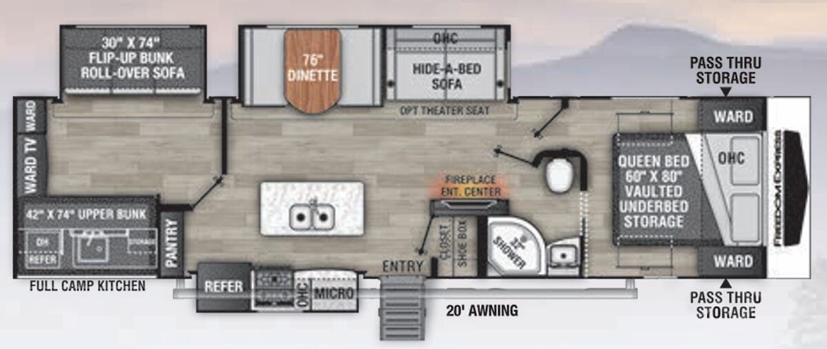 View 2022 Coachmen Freedom Express Liberty Edition 320 BHDSLE complete specs and manufacturer brochures