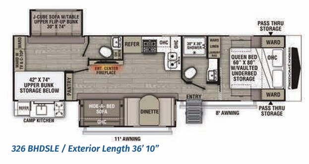 View 2022 Coachmen Freedom Express Maple Leaf Edition 326 BHDSLE complete specs and manufacturer brochures