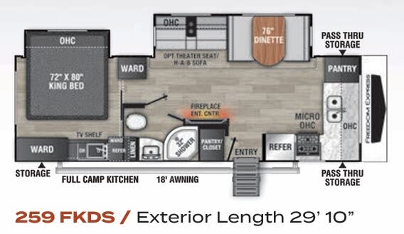 View 2022 Coachmen Freedom Express Ultra Lite 259 FKDS complete specs and manufacturer brochures
