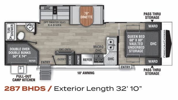 View 2022 Coachmen Freedom Express Ultra Lite 287 BHDS complete specs and manufacturer brochures