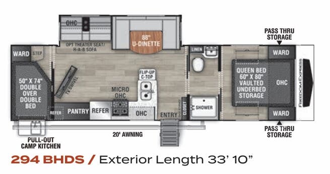 View 2022 Coachmen Freedom Express Ultra Lite 294 BHDS complete specs and manufacturer brochures