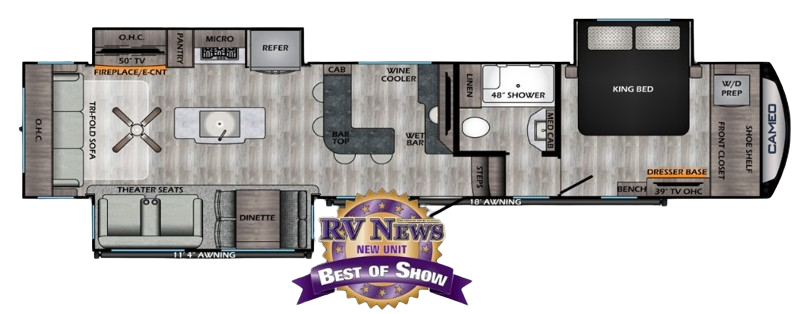 View 2022 CrossRoads Cameo CE-3921BR complete specs and manufacturer brochures