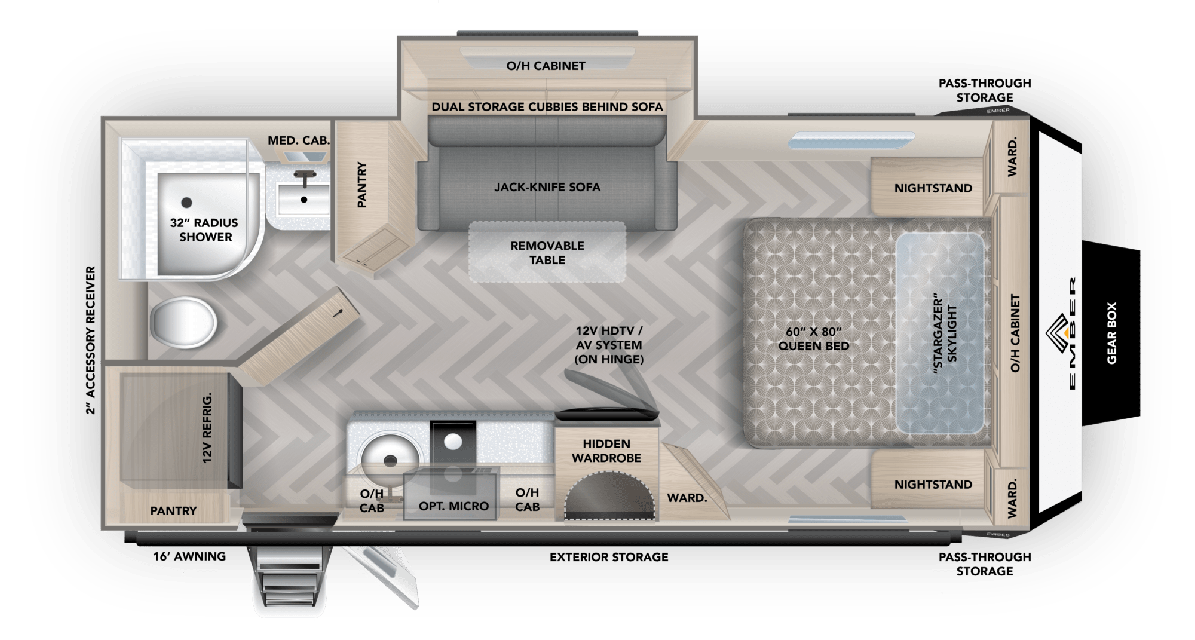 View 2022 Ember RV Overland 201FBQ complete specs and manufacturer brochures