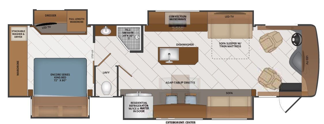 View 2022 Fleetwood Discovery LXE 36HQ complete specs and manufacturer brochures