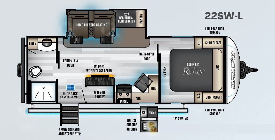 View 2022 Forest River Cherokee Alpha Wolf 22SW-L complete specs and manufacturer brochures