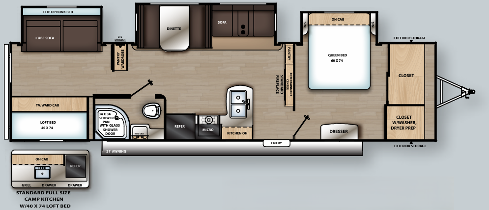 View 2022 Forest River Aurora 34BHTS complete specs and manufacturer brochures