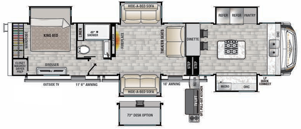 View 2022 Forest River Cedar Creek Champagne Edition 38EFW complete specs and manufacturer brochures