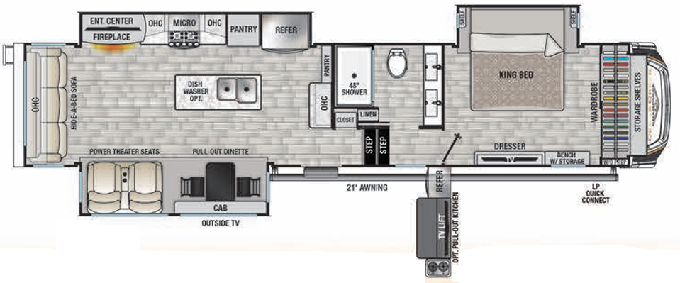 View 2022 Forest River Cedar Creek Champagne Edition 38EL complete specs and manufacturer brochures