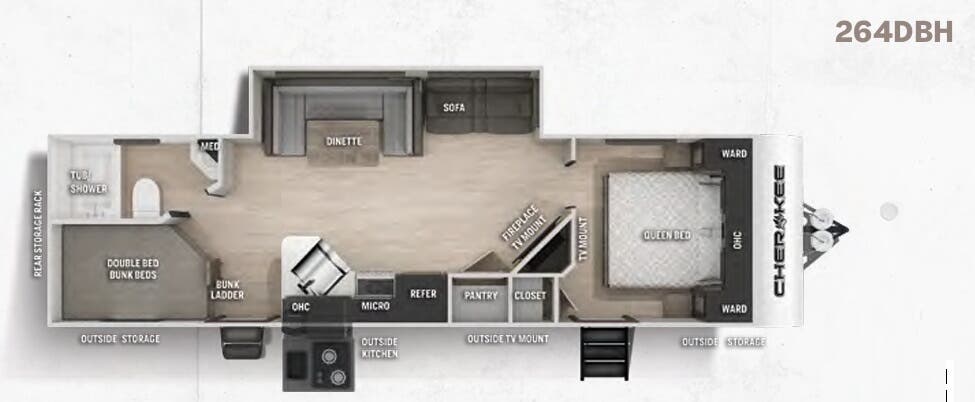View 2022 Forest River Cherokee 264DBH complete specs and manufacturer brochures