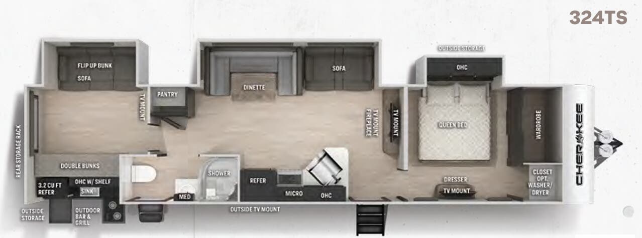 View 2022 Forest River Cherokee 324TS complete specs and manufacturer brochures