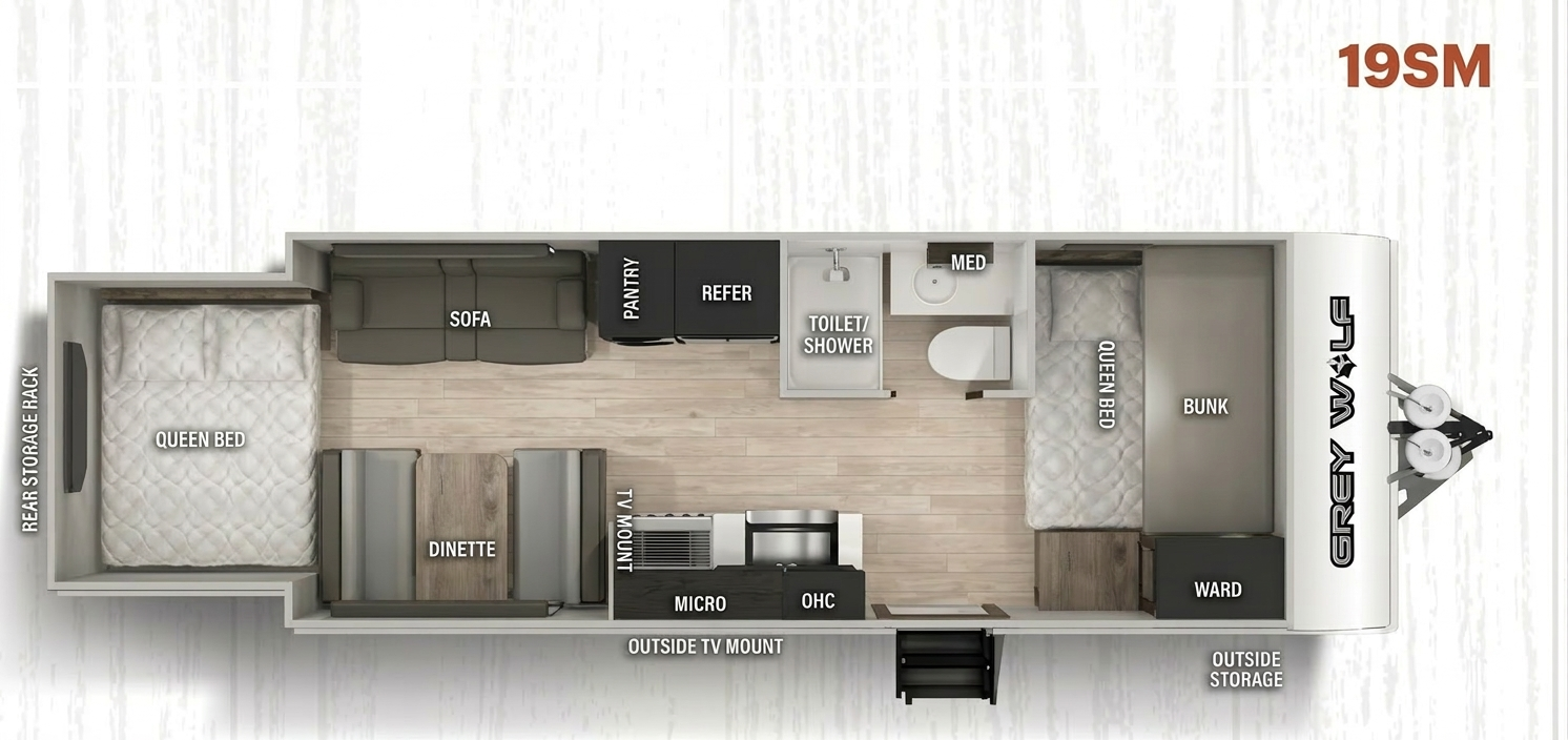 View 2022 Forest River Cherokee Grey Wolf 19SM complete specs and manufacturer brochures