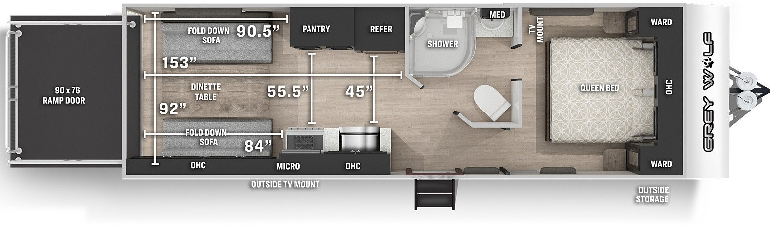 View 2022 Forest River Cherokee Grey Wolf 22RR complete specs and manufacturer brochures