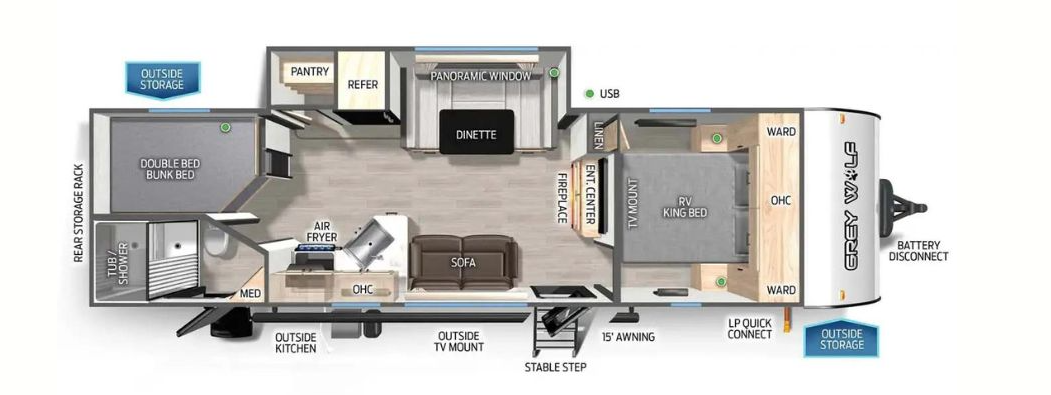 View 2022 Forest River Cherokee Grey Wolf 26BRB complete specs and manufacturer brochures