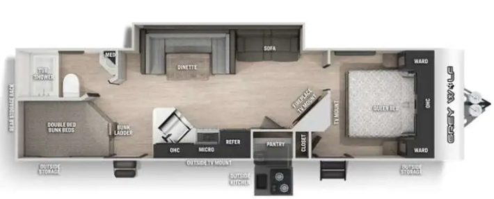 View 2022 Forest River Cherokee Grey Wolf 27DBH complete specs and manufacturer brochures