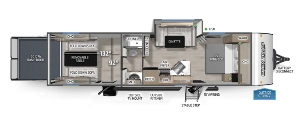 View 2022 Forest River Cherokee Grey Wolf 27RR complete specs and manufacturer brochures