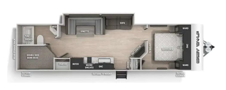 View 2022 Forest River Cherokee Grey Wolf 28DT complete specs and manufacturer brochures
