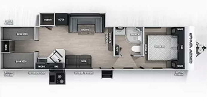 View 2022 Forest River Cherokee Grey Wolf 29BRB complete specs and manufacturer brochures