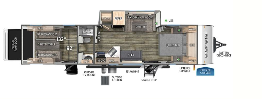 View 2022 Forest River Cherokee Grey Wolf 29RRT complete specs and manufacturer brochures
