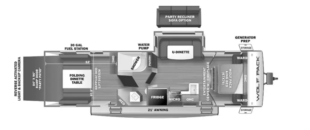 View 2022 Forest River Cherokee Wolf Pack 25PACK12 complete specs and manufacturer brochures