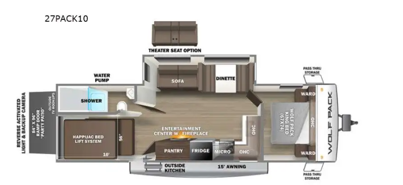 View 2022 Forest River Cherokee Wolf Pack 27PACK10 complete specs and manufacturer brochures