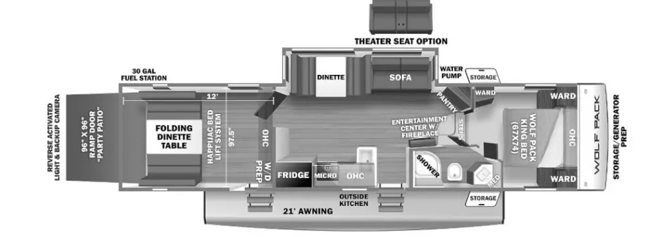 View 2022 Forest River Cherokee Wolf Pack 315PACK12 complete specs and manufacturer brochures