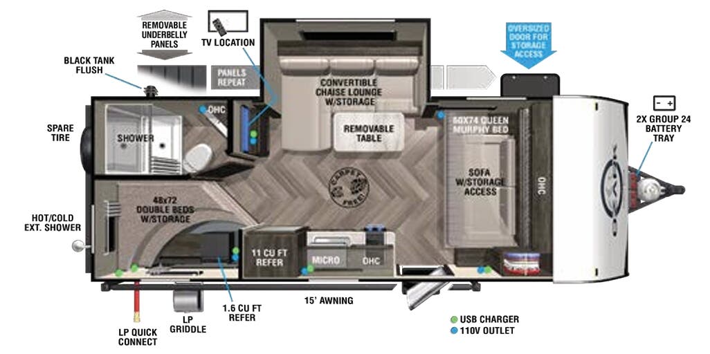 View 2022 Forest River Ozark 1680BSK complete specs and manufacturer brochures