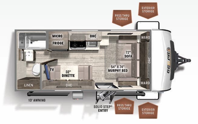 View 2022 Forest River Rockwood Geo Pro 19FD complete specs and manufacturer brochures