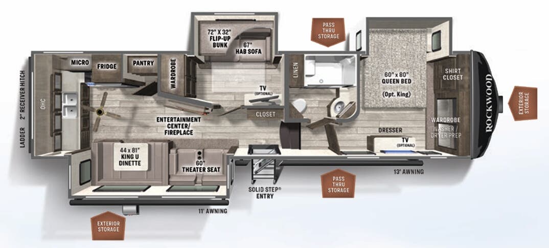 View 2022 Forest River Rockwood Ultra Lite 2887MB complete specs and manufacturer brochures