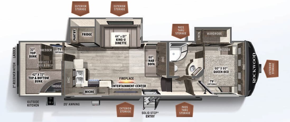 View 2022 Forest River Rockwood Ultra Lite 2891BH complete specs and manufacturer brochures